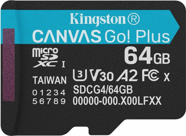Kingston Canvas Go! Plus microSDXC Speicherkarte, 64 GB, V30, A2, Schwarz - Bild 1