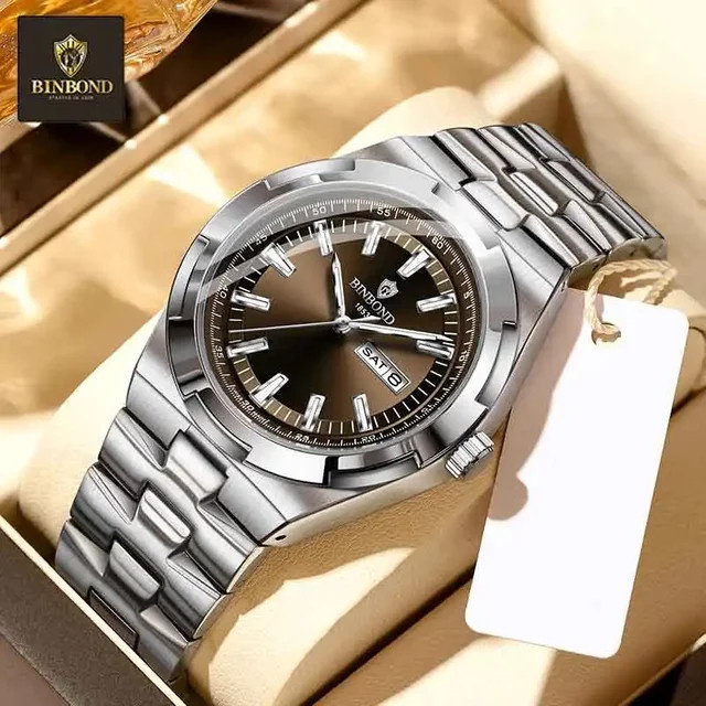 BINBOND Armbanduhr Quarz, Edelstahl, Schwarz, Herren - Bild 1