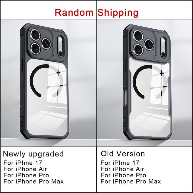 Xundd Schutzhülle für iPhone 17, iPhone 17 Air, iPhone 17 Pro und iPhone 17 Pro Max mit Magnetring, Stoßabsorbierendes Acryl und TPU, Transparent/Schwarz - Bild 1
