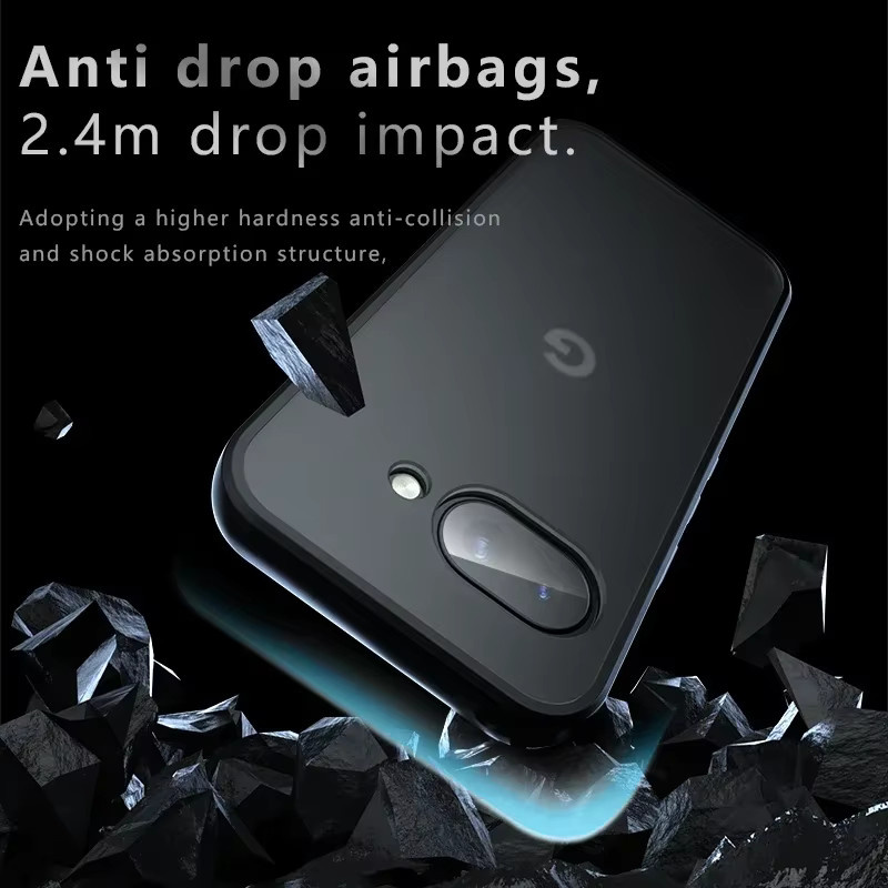 Matte Acryl-Schutzhülle für Google Pixel 9A und Pixel 9 Pro XL, stoßfeste transparente Hardcase-Abdeckung aus PC, Farbe: Transparent/Schwarz - Bild 3