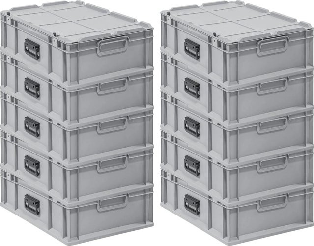 PROREGAL Spar Set 10x Eurobox Nextgen Portable Transportbehälter Grau H x B x T: 185 x 40 x 60 cm - Bild 1