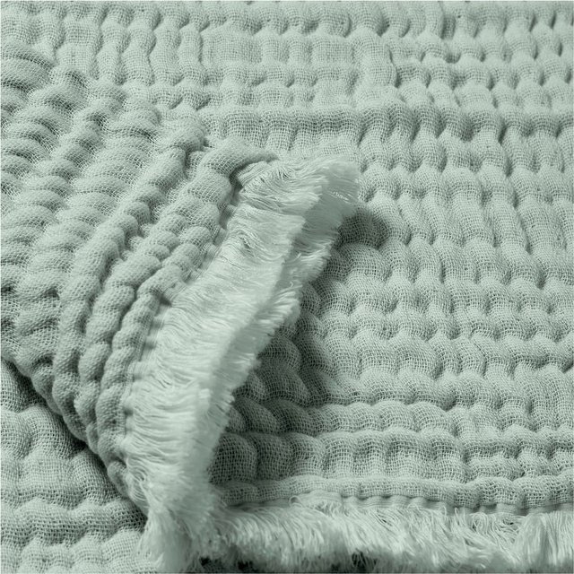Babydecke aus Musselin mit Fransen von Nordic Coast Company, Farbe: Green, B/B: 80 x 80 cm - Bild 1