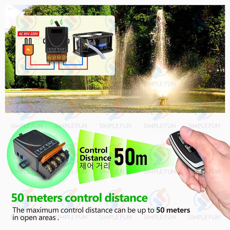 SLMPLEFUN RF Wireless Fernbedienung Lichtschalter 433 MHz mit 30 A Hochleistungsrelais für Wasserpumpen, Lampen und Ventilatoren, 230 V - Bild 3