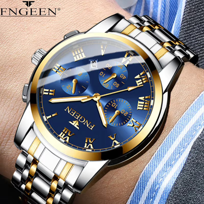 Fngeen Armbanduhr, Quarz, Edelstahl, Blau, Herren - Bild 4