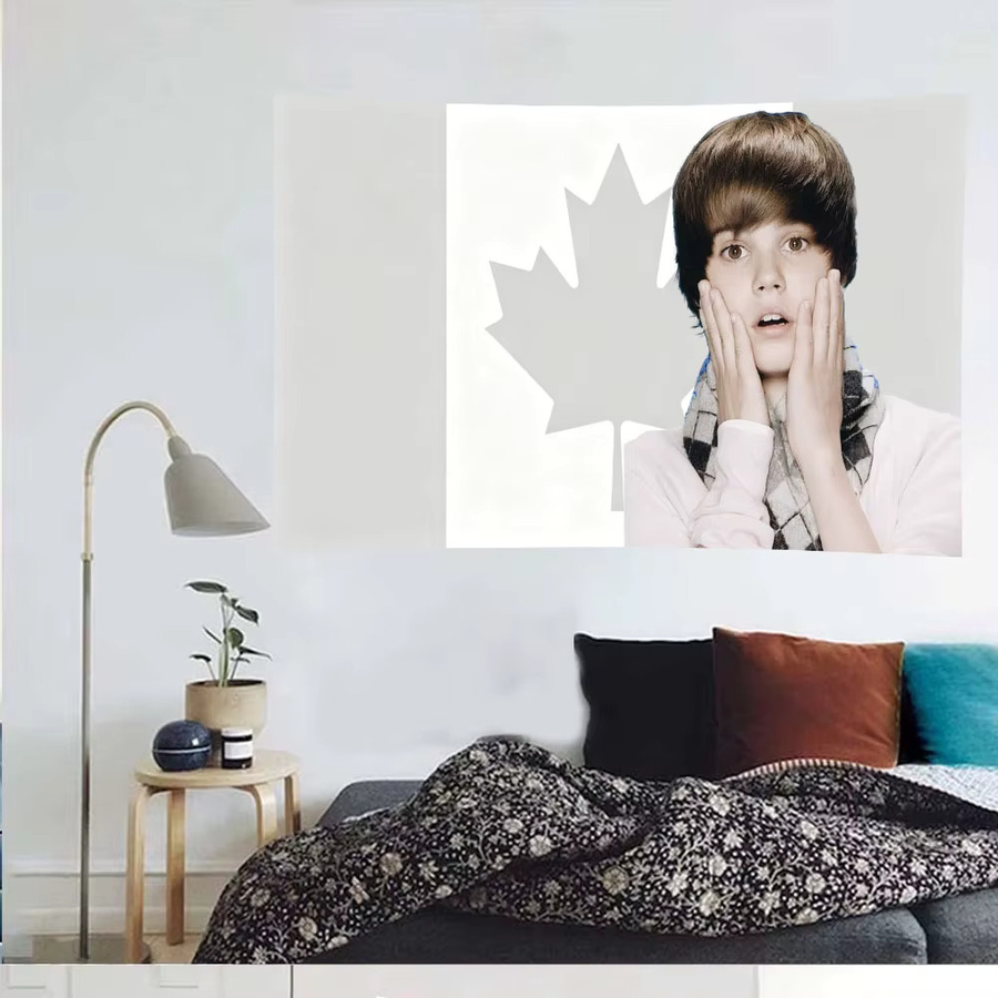ZLIENSZUS Justin Bieber Wandteppich mit Portrait-Design in Weiß, B: 60 cm, H: 40 cm - Bild 2