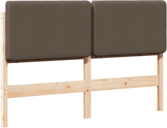 vidaXL Gepolstertes Kopfteil aus Stoff in Braun und Beige mit Massivholzrahmen, Breite: 155,5 cm, Höhe: 84,5 cm, Tiefe: 12,0 cm - Bild 1
