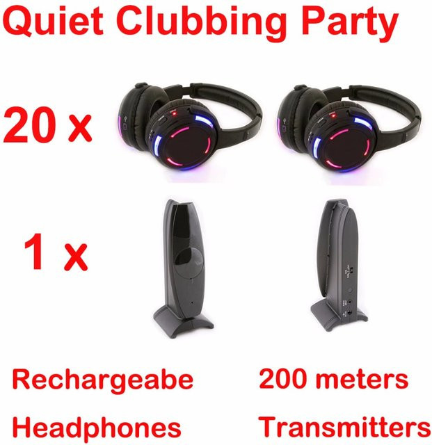CATASSU Silent Disco Professional System mit 20 LED-Funkkopfhörern und 1 Sender in Schwarz - Bild 1