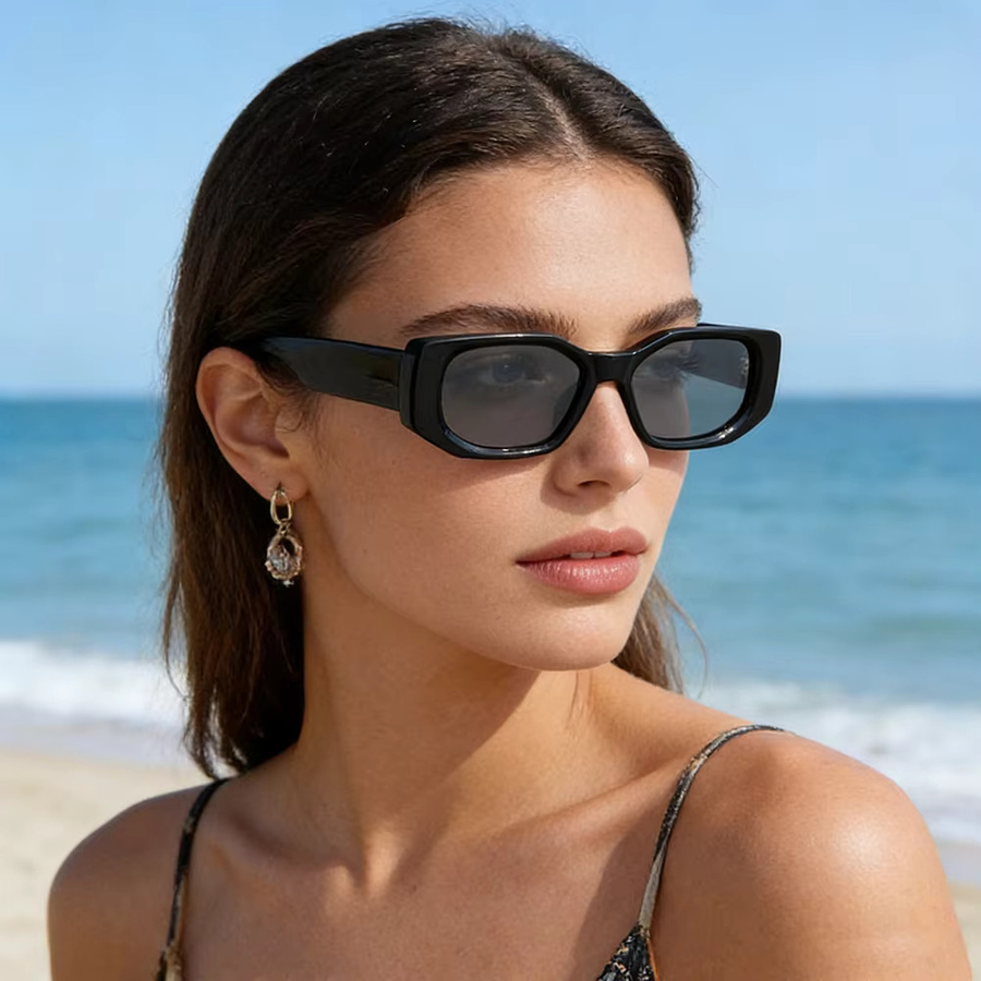 Ruiao Sonnenbrille, unregelmäßiger dicker Rahmen, Vollrand, Schwarz, Unisex - Bild 4