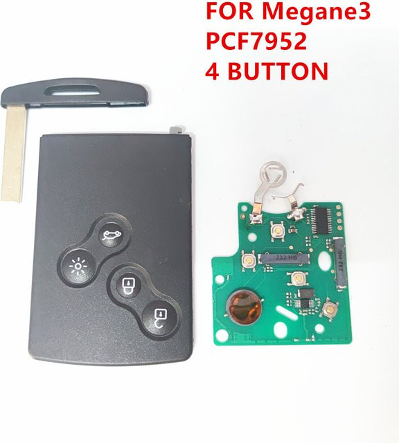 Wilongda 4 Tasten Auto Fernbedienung Schlüssel Karte 433 MHz PCF7952 Chip für Renault Megane III und Laguna III Smart Card 2008-2011 - Bild 1