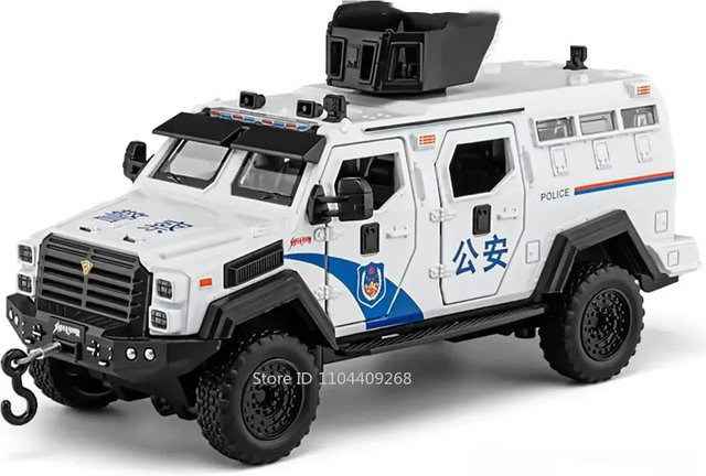 Linyi toy car Dongfeng Mengshi Sabertooth Polizeiauto Modell, 1:32, mit Licht und Sound, ab 14 Jahren - Bild 1