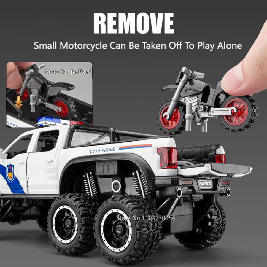MINI AUTO Ford Raptor F150 Pickup Modell Auto, 1:28, Metall, mit Licht und Sound - Bild 3