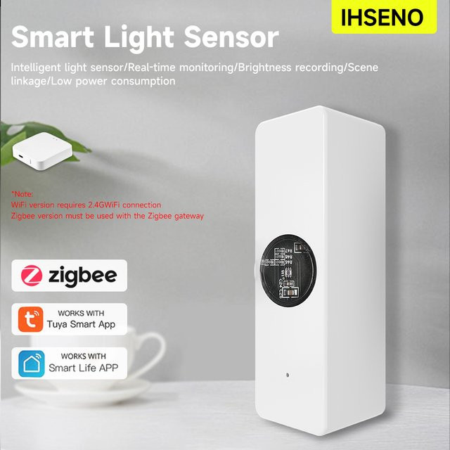 Tuya ZigBee Lichtsensor zur Smart Home Automation mit App-Steuerung, Helligkeits- und Strahlsensor in Weiß - Bild 1