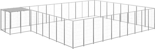 vidaXL Hundezwinger aus Metall in Silber, wetterfest, B/T/H: 6,6 x 4,4 x 1,1 m - Bild 1