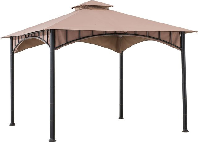 Sunjoy Gazebo Lauro Stoff Pavillon in Braun mit integriertem Netz und Deckenhaken, B/T: 340 x 340 cm - Bild 1