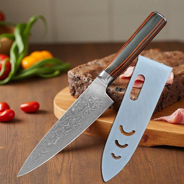 JYi Damaskus Stahl Chefmesser mit Holzgriff in Rot - Bild 1