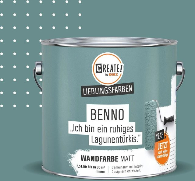 CREATE! by OBI Wandfarbe Lieblingsfarbe Benno Lagunentürkis Matt, 2,5 l - Bild 1