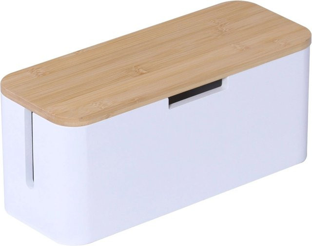 Relaxdays Kabelbox aus Bambus in Natur mit Magnetverschluss, B/T/H: 34 x 14,5 x 11 cm - Bild 1