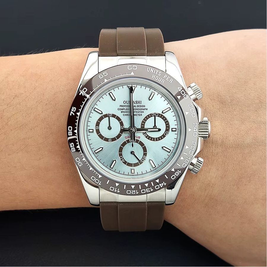 OUMASHI Chronograph, Automatik, Edelstahl, Kautschukarmband, Herren - Bild 3
