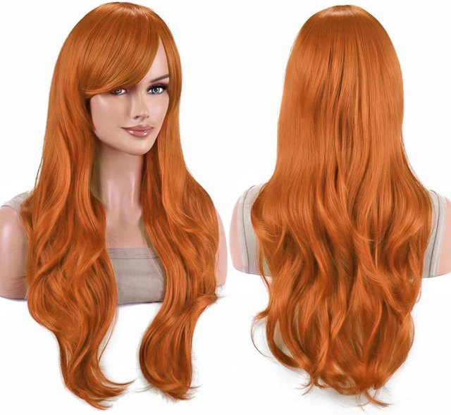 Cosplay Perücke, Wasserwellig, Orange, mit Pony, Damen - Bild 1