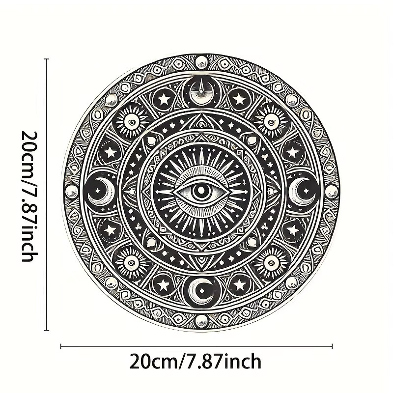 HELLOYOUNG Runde Retro-Wanddekoration aus Metall in Schwarz mit Mandala, Mond und Sonne Design, Durchmesser: 20 cm - Bild 2
