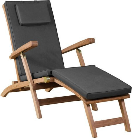 DEVRIES Deckchair Woodie aus Teakholz mit Auflage in Braun, B x H: 57 x 93 cm - Bild 1