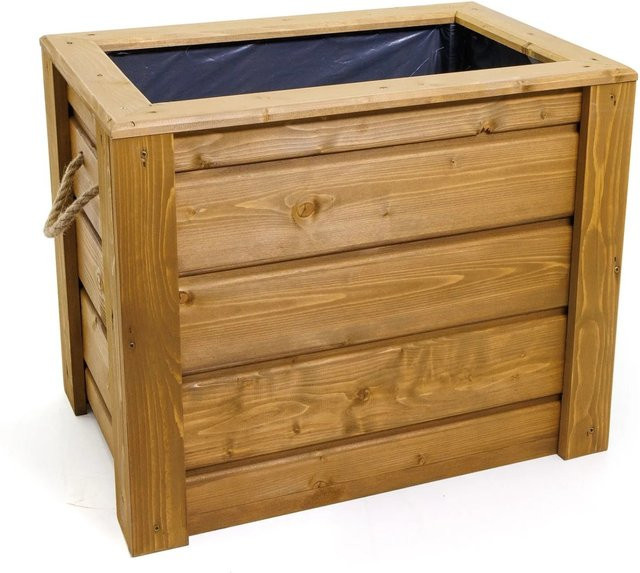 HolzFee Pflanzkasten Flair Skandinavische Fichte mit Seilgriffen, Farbe: Braun, B/T/H: 60 x 40 x 48 cm - Bild 1