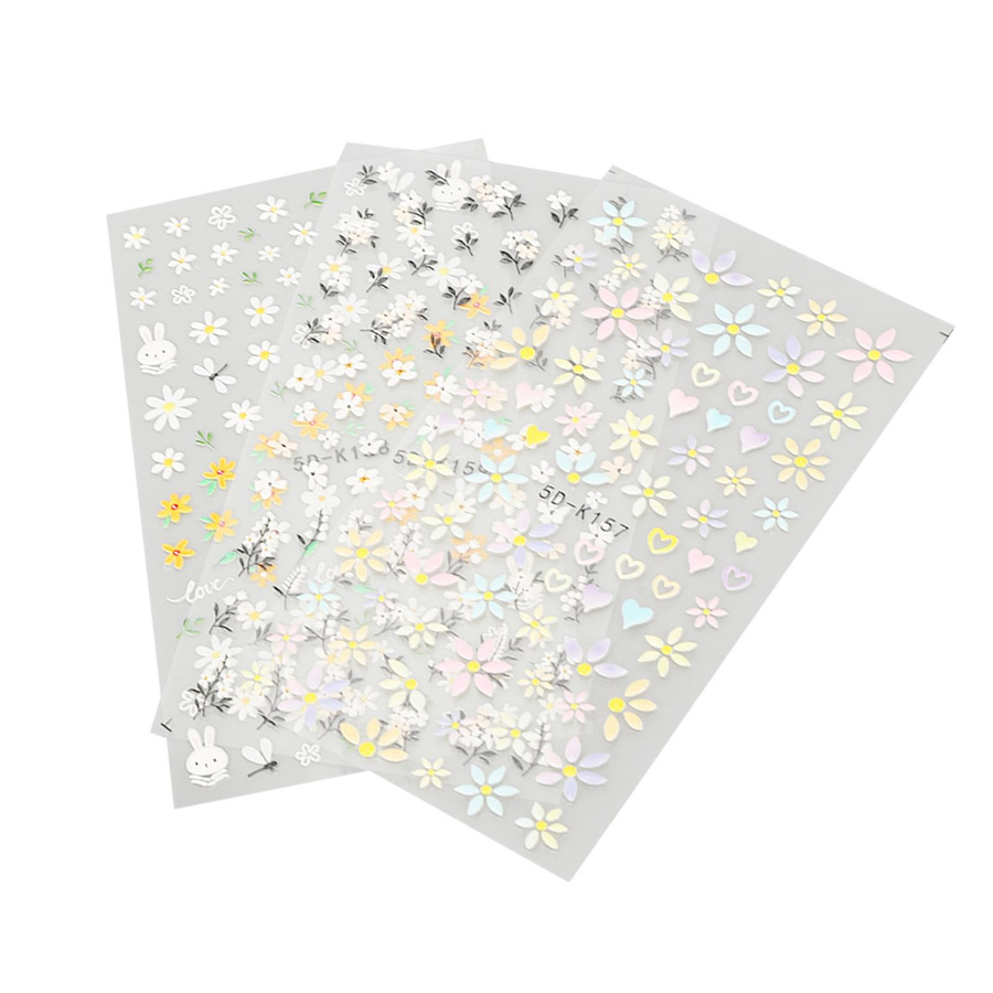 3 Stück Nail Art Sticker Frühlingsblume, Selbstklebend, Unisex - Bild 1