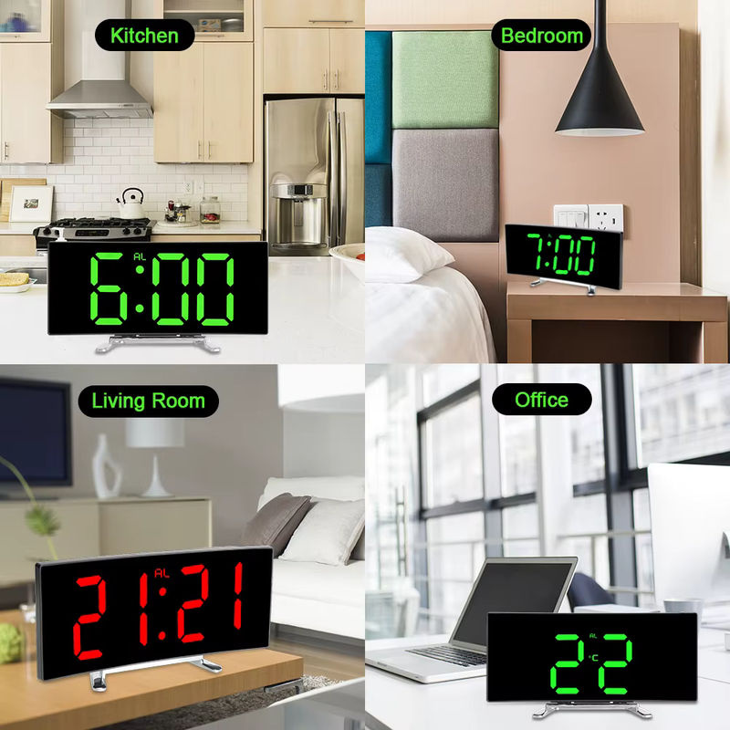 Digitaler LED-Wecker mit Spiegel-Design und dimmbarer Beleuchtung, moderne Tischuhr für Kinderzimmer und Dekoration, Schwarz oder Grün, Breite: 17,8 cm, Höhe: 17,8 cm, Tiefe: 17,8 cm - Bild 6
