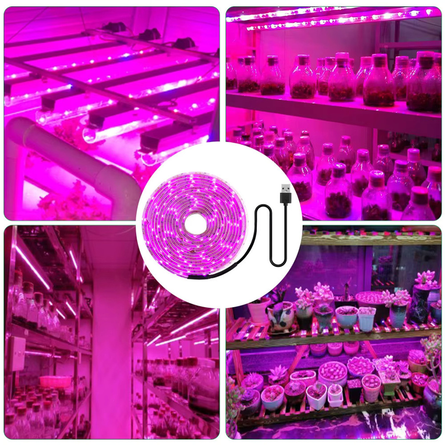 Arteco LED Pflanzenwachstumslampe mit Vollspektrum und USB-Anschluss, 5V SMD 2835 Phyto-Lichtstreifen für Gewächshaus und Hydrokultur, Farbe: Weiß - Bild 6