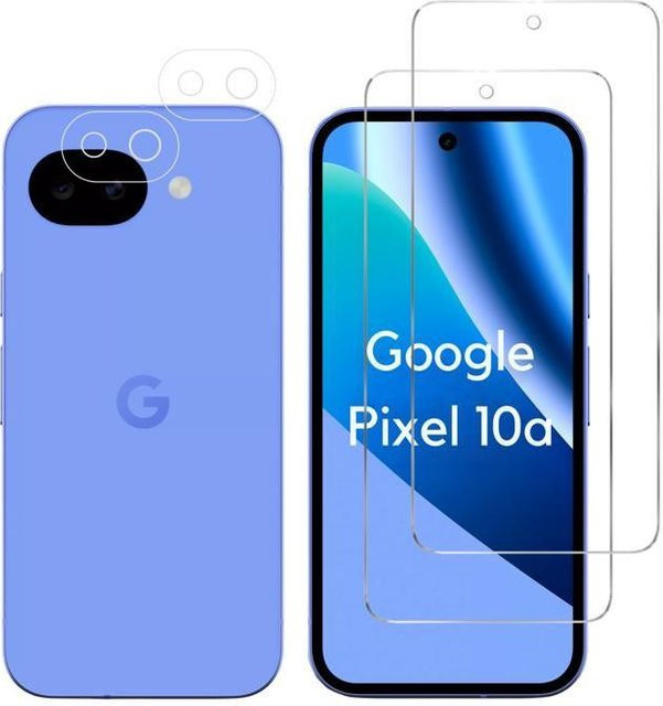 Phonillico Displayschutzfolie aus gehärtetem Glas für Google Pixel 10a mit Kameraschutz, 2er-Pack, transparent - Bild 1