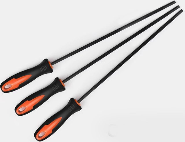Kopf Kettensägenfeile mit Griff für Kettensägenketten in den Größen 4 mm, 4,8 mm und 5,5 mm, Schwarz - Bild 1