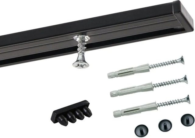 Deco-Raum Gardinenschiene nach Maß für die Deckenmontage, 1-Lauf, gerade, Schwarz, Länge: 340 cm - Bild 1