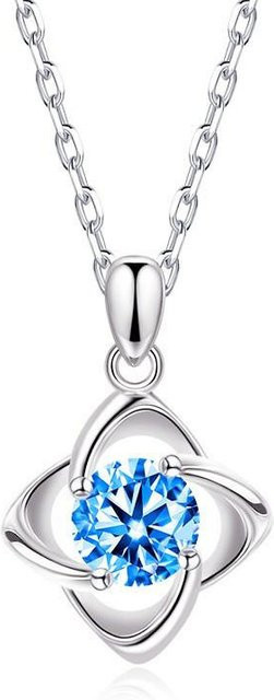 Halskette Kleeblatt, 925 Silber, Diamant, Zirkonia, Damen, Weiß - Bild 1