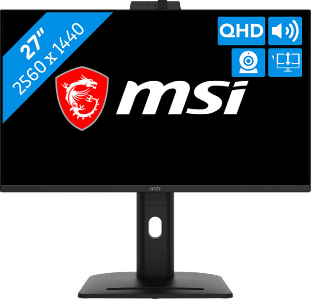 MSI PRO MP275QPDG Monitor mit 27 Zoll QHD IPS Display in Schwarz und USB-C Anschluss - Bild 1