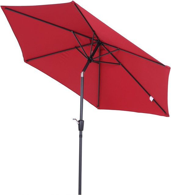 Outsunny Marktschirm Sonnenschirm aus Aluminium und Polyester in Rot, Höhe: 235 cm, Durchmesser: 260 cm - Bild 1