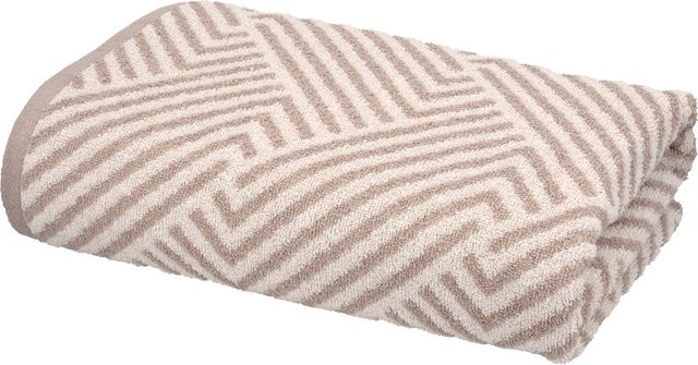 LIVARNO Frottier-Duschtuch aus Baumwolle, Beige/Multicolor, B: 70 cm, L: 140 cm - Bild 1