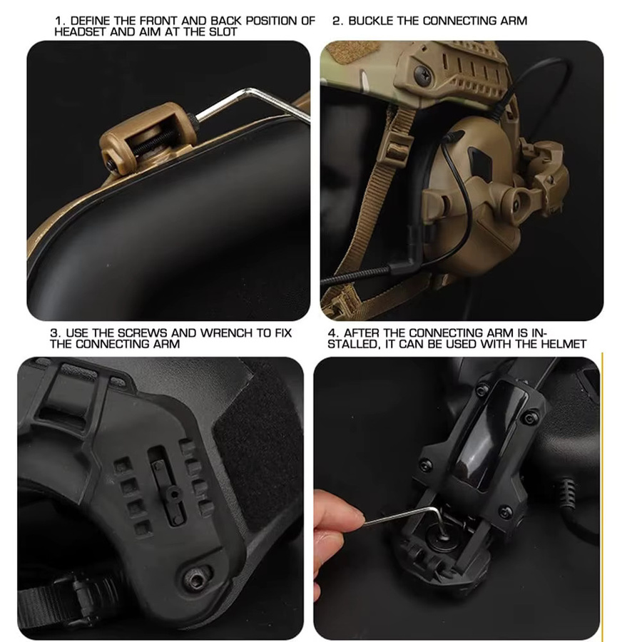 YANHAO Taktischer Helm ARC Rail Adapter für M31/M32 Headsets in Grün - Bild 5