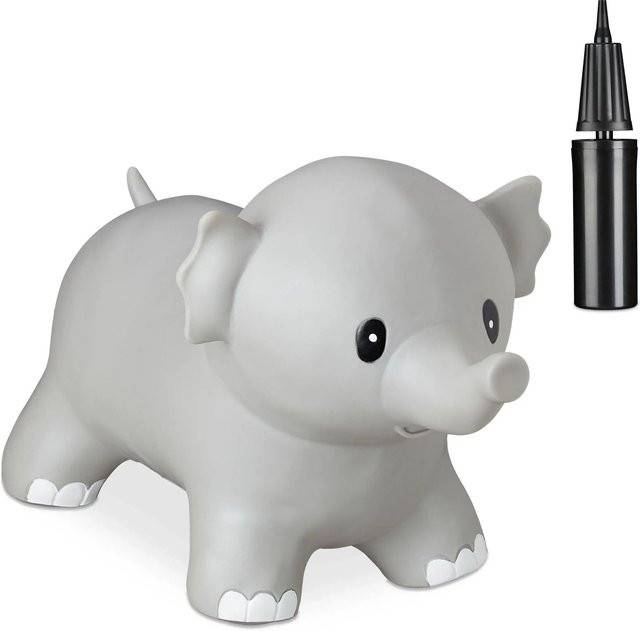Relaxdays Elefant Hüpftier Grau aus PVC - Bild 1