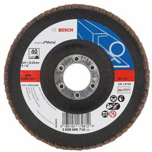 Bosch Fächerschleifscheibe für Metall, Durchmesser: 125 mm, Multicolor - Bild 1