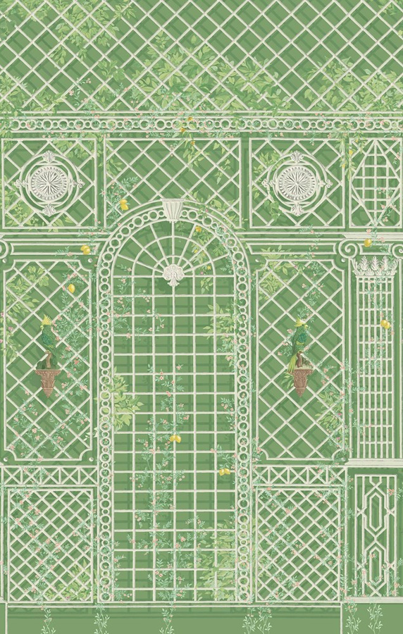 Manuel Canovas Mural L'Orangerie Tapete Craie in Grün mit botanischem Design aus Vlies - Bild 1