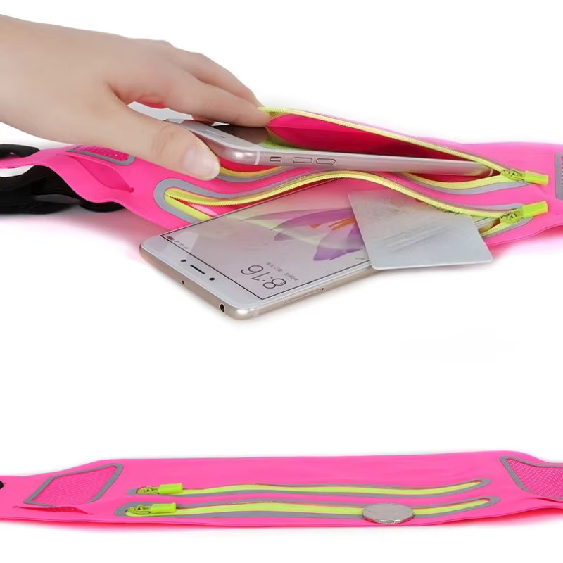 HAISSKY Reißverschluss-Laufgürtel mit Multi-Pocket für iPhone, Samsung und Xiaomi, Farbe: Schwarz - Bild 4