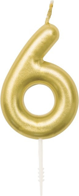 Rico Design Zahlenkerze 6 in Gold für Geburtstag und Jubiläum - Bild 1