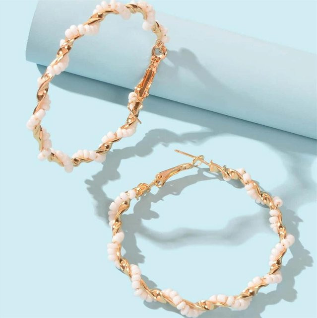 Allbestart Ohrringe, Edelstahl, Perle, Gold, Damen - Bild 1