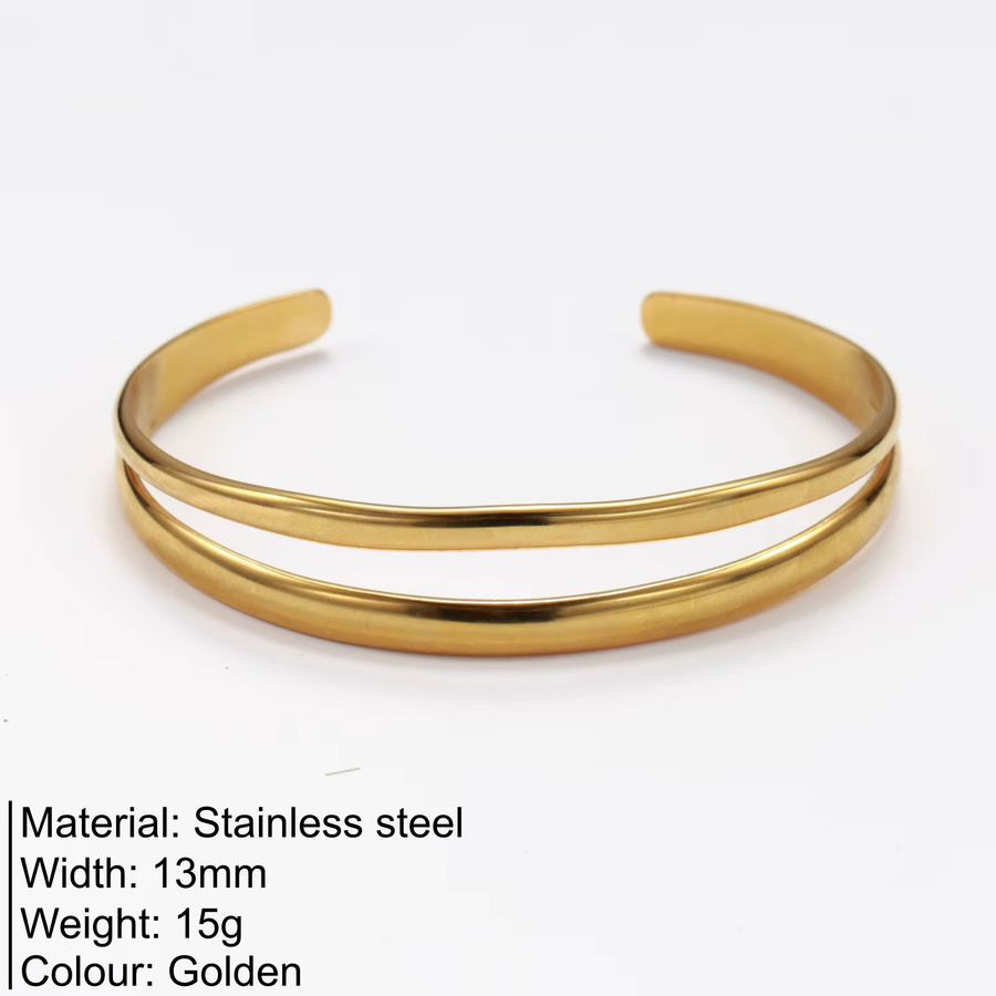 St.delan Manschettenarmreif, vergoldeter Edelstahl, Damen, 13 mm breit - Bild 4