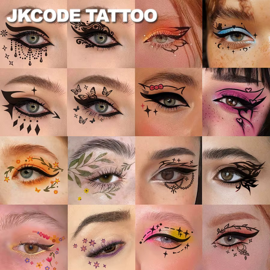 JKCODE TATTOO Lidschatten-Tattoo-Aufkleber, Unisex, 16 Arten - Bild 2