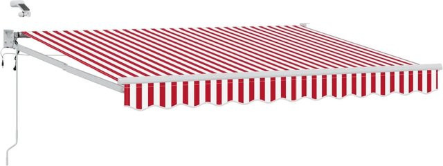 vidaXL Elektrische Ausziehbare Markise Rot und Weiß B/T: 250 x 200 cm - Bild 1