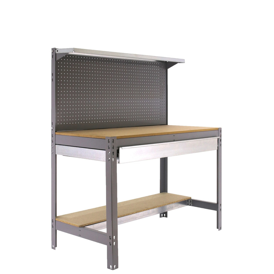 PROREGAL Werkbank Buffalo mit Werkzeugwand, Schubfach und Ablage, Grau, H x B x T: 84 x 120 x 61 cm, Traglast 600 kg - Bild 2
