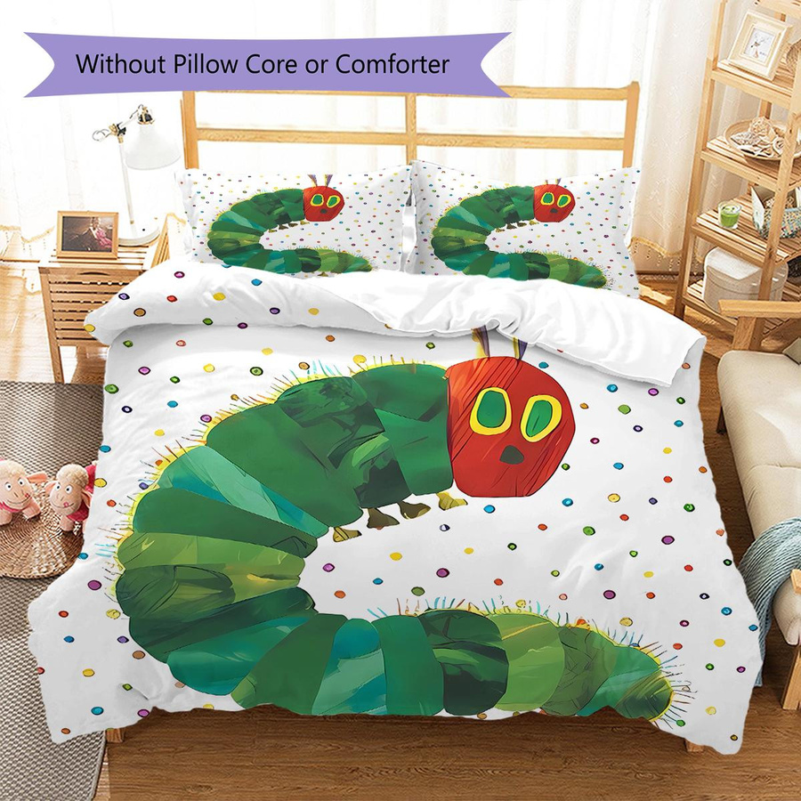 Bettwäsche Set mit Raupe Muster in Multicolor, bestehend aus 1 Bettbezug und 2 Kissenbezügen mit Reißverschluss, B/H: 200 x 220 cm - Bild 1