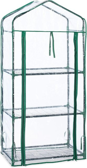 Relaxdays Balkongewächshaus aus Stahl und Kunststoff in Grün und Transparent mit 3 Etagen, H x B x T: 128 x 60 x 40 cm - Bild 1