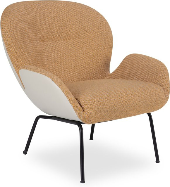 Moderner Sessel ROLF BENZ 594 mit Armlehnen in Weiß und Gelb aus Leder oder Stoff, B/T/H: 79 x 85 x 55 cm - Bild 1